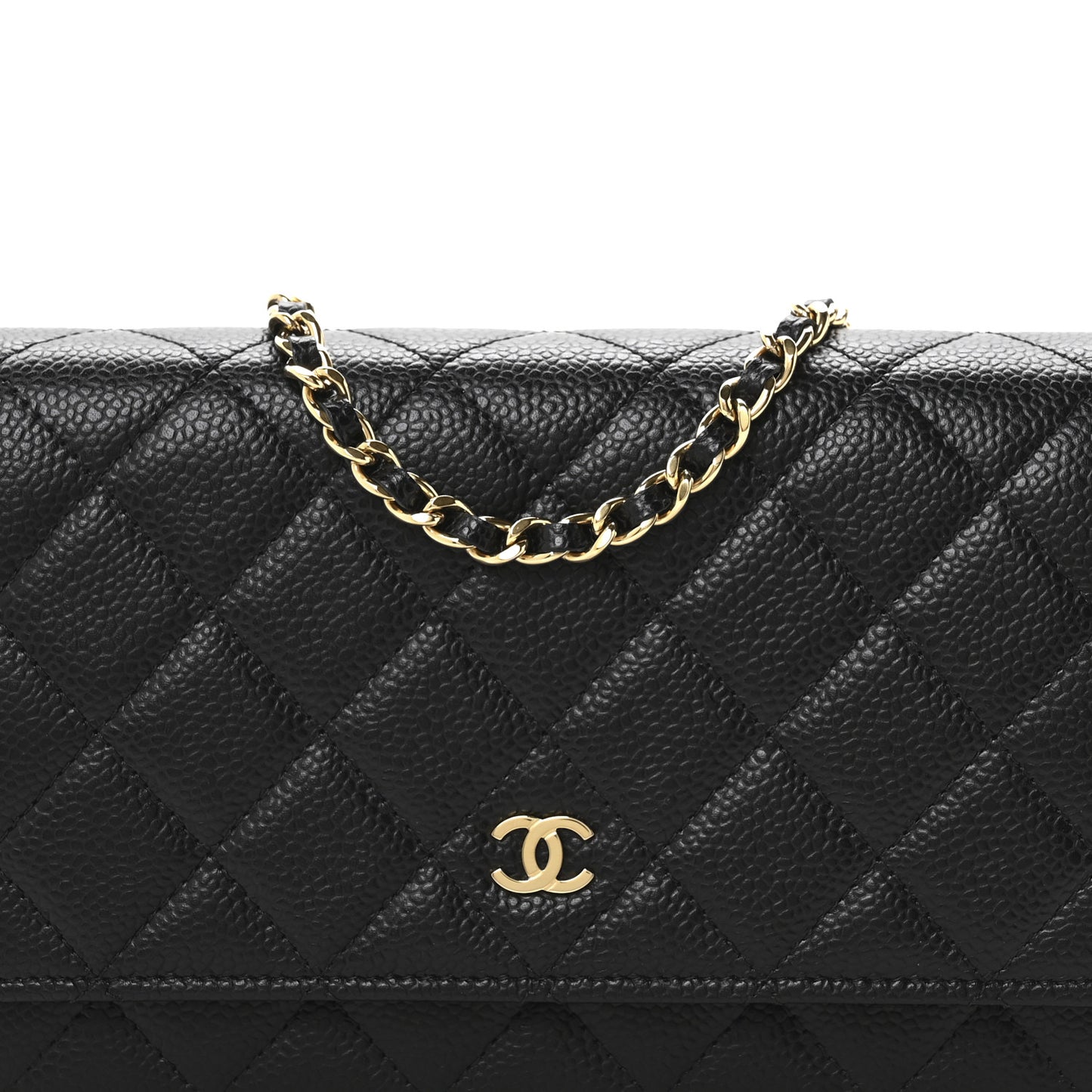 Caviar Quilted Wallet on Chain WOC Black