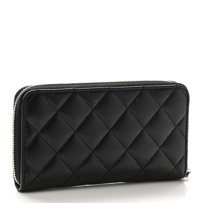Chanel Lambskin Quilted Small Zip Around Wallet Black 3 of 13