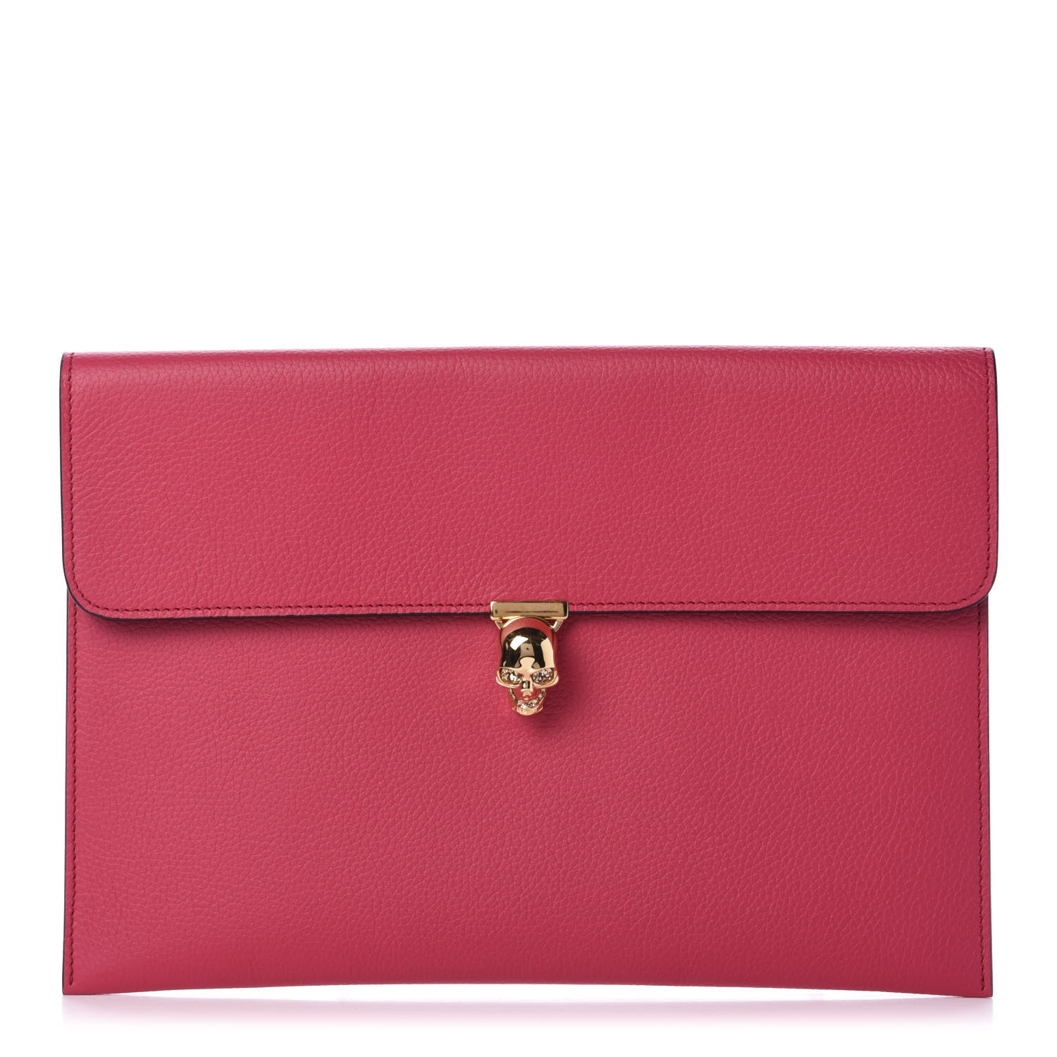 Alexander McQueen Calfskin Skull Envelope Clutch Fuchsia 1 of 9