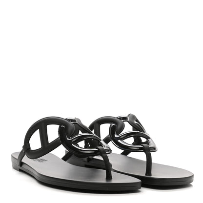 Hermes Rubber Womens Egerie Sandals 40 Black 3 of 8