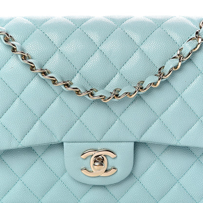 Chanel Caviar Quilted Medium Double Flap Light Blue 14 of 14