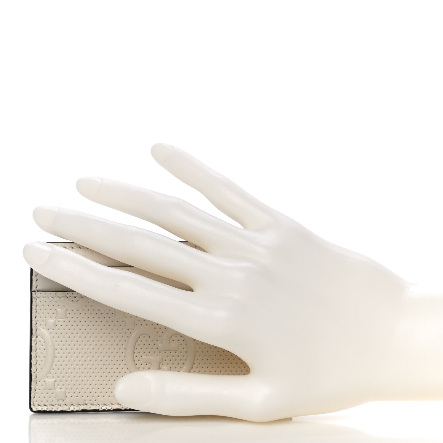 Gucci Calfskin GG Tennis Embossed Card Holder Mystic White 2 of 10
