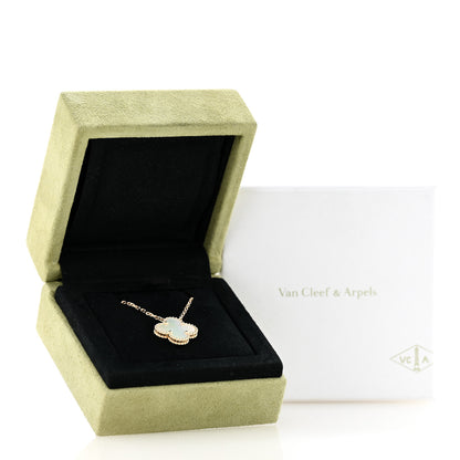 Van Cleef & Arpels 18K Yellow Gold Mother of Pearl Vintage Alhambra Pendant Necklace 6 of 6