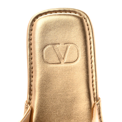 Valentino Garavani Metallic Nappa Roman Stud Slippers 38.5 Antique Brass 14 of 20