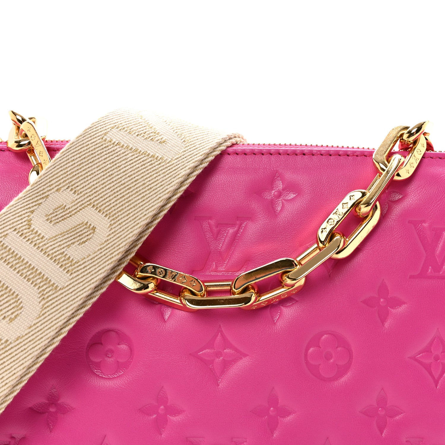 Louis Vuitton Lambskin Embossed Monogram Coussin PM Rose Miami 7 of 9
