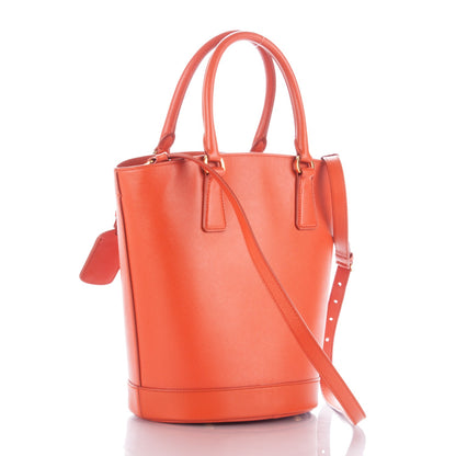Prada Saffiano Lux Bucket Tote Papaya 3 of 8