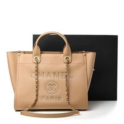 Chanel Caviar Small Studded Deauville Tote Beige 15 of 15