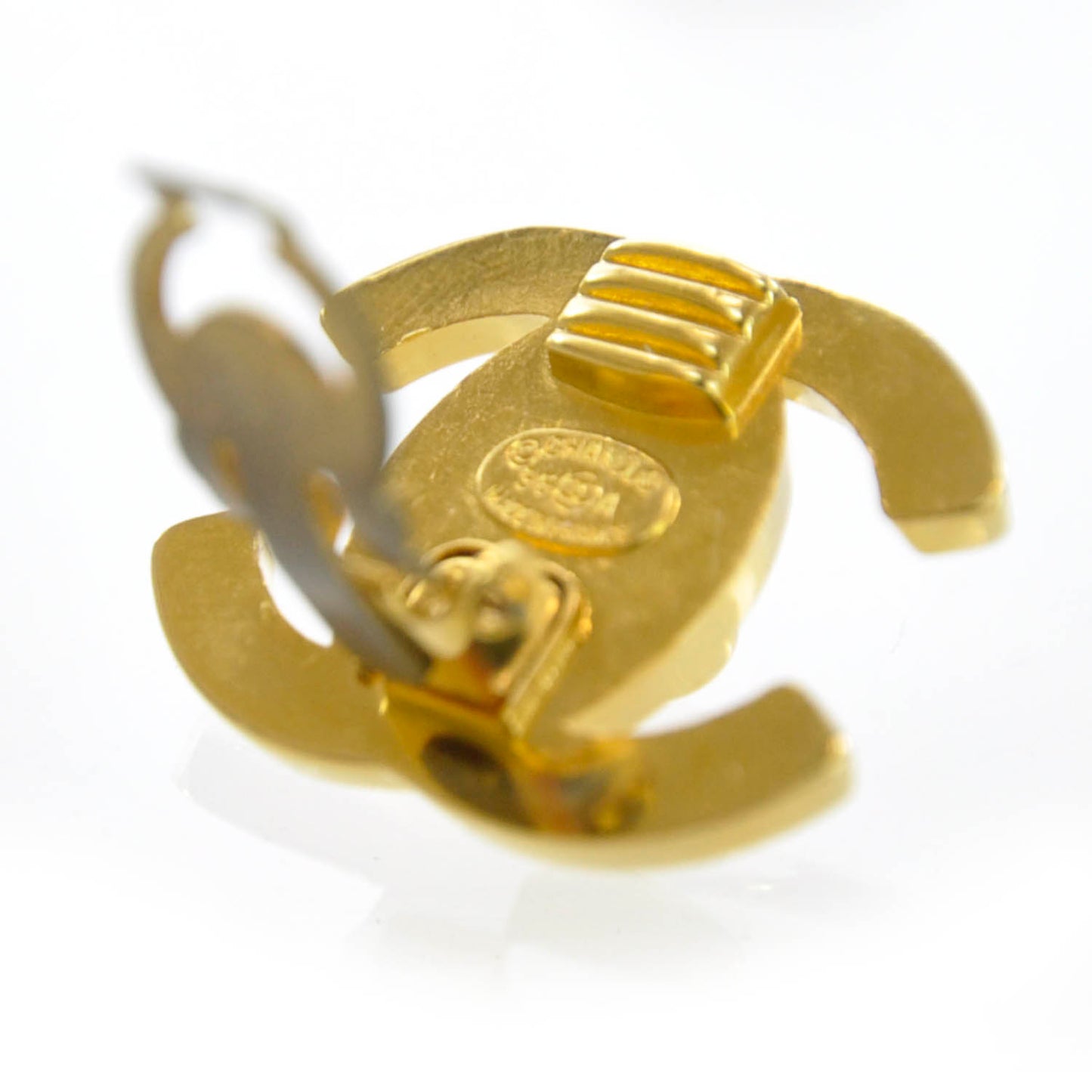 Metal CC Turnlock Clip On Earrings Gold