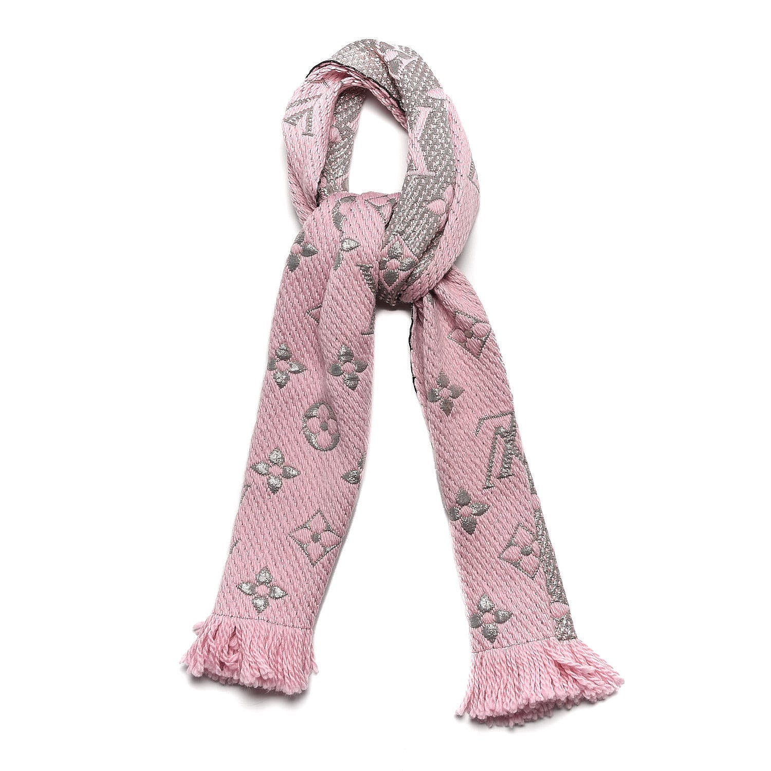 Louis Vuitton Wool Silk Logomania Shine Scarf Pink 1 of 5