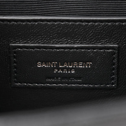 Saint Laurent Grain De Poudre Textured Mixed Matelasse Triquilt Medium Monogram Monochrome Satchel Black 6 of 11