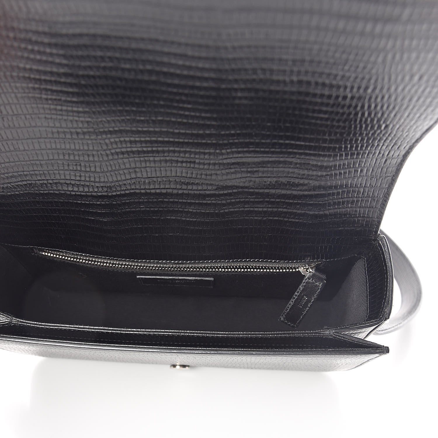 Saint Laurent Lizard Calfskin Embossed Classic Medium Monogram Universite Bag Black 5 of 8