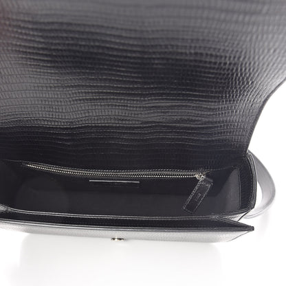 Saint Laurent Lizard Calfskin Embossed Classic Medium Monogram Universite Bag Black 5 of 8