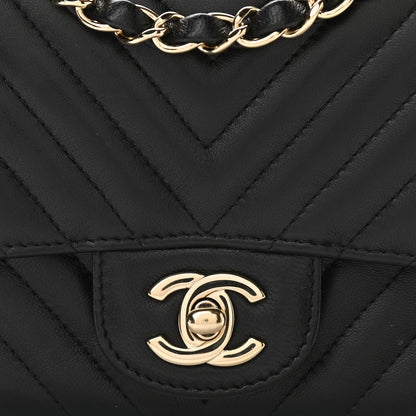 Chanel Lambskin Chevron Quilted Mini Square Flap Black 9 of 12