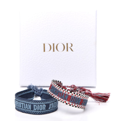 Christian Dior Woven Cotton J'Adior Friendship Bracelet Set Red Blue 3 of 3