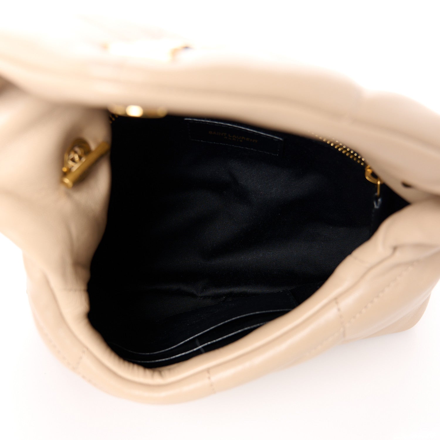 Saint Laurent Lambskin Quilted Toy Loulou Puffer Monogram Chain Satchel Nude Powder 5 of 12
