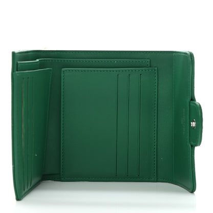 Chanel Lambskin Quilted Compact Flap Wallet Green 5 of 11