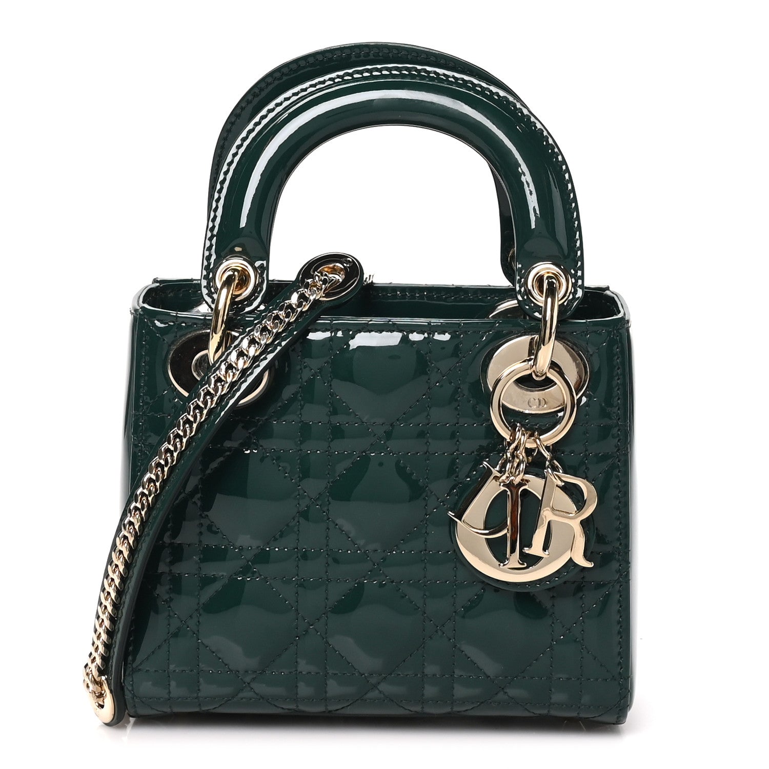 Christian Dior Patent Cannage Mini Lady Dior Pine Green 1 of 9