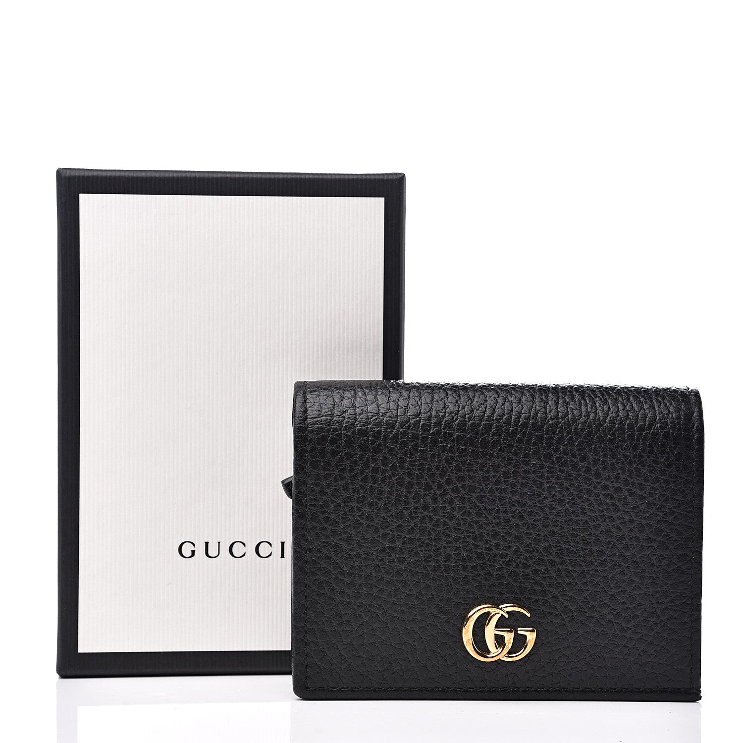 Gucci Pebbled Calfskin GG Marmont Card Case Black 7 of 7