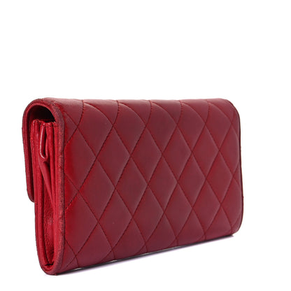 Chanel Lambskin Quilted Large Gusset Flap Wallet Red 2 of 9