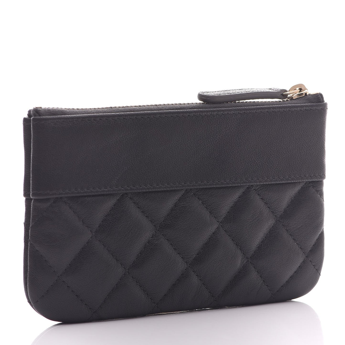 Sheepskin Quilted Small Vintage Mademoiselle Cosmetic Case Charcoal