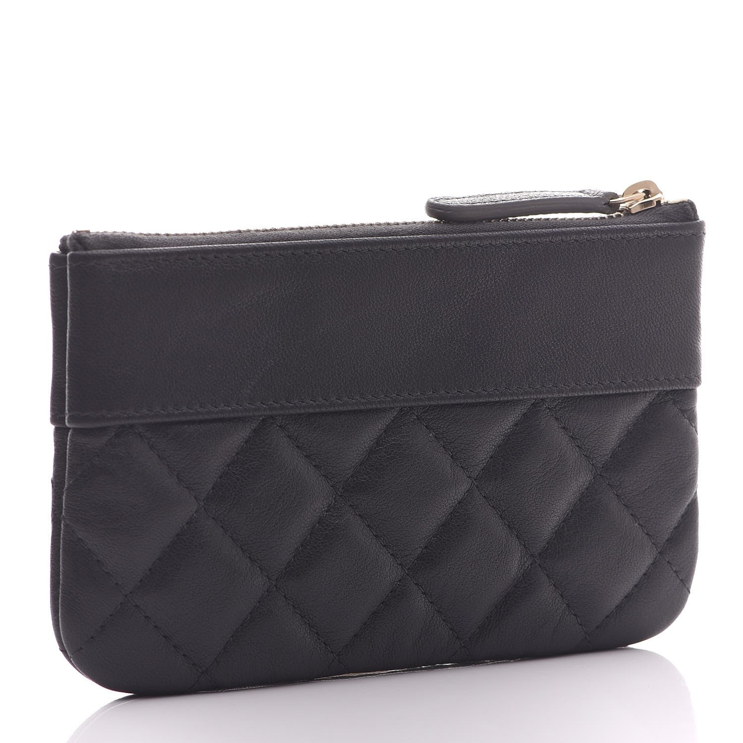 Chanel Sheepskin Quilted Small Vintage Mademoiselle Cosmetic Case Charcoal 3 of 8