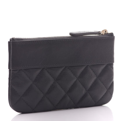 Chanel Sheepskin Quilted Small Vintage Mademoiselle Cosmetic Case Charcoal 3 of 8