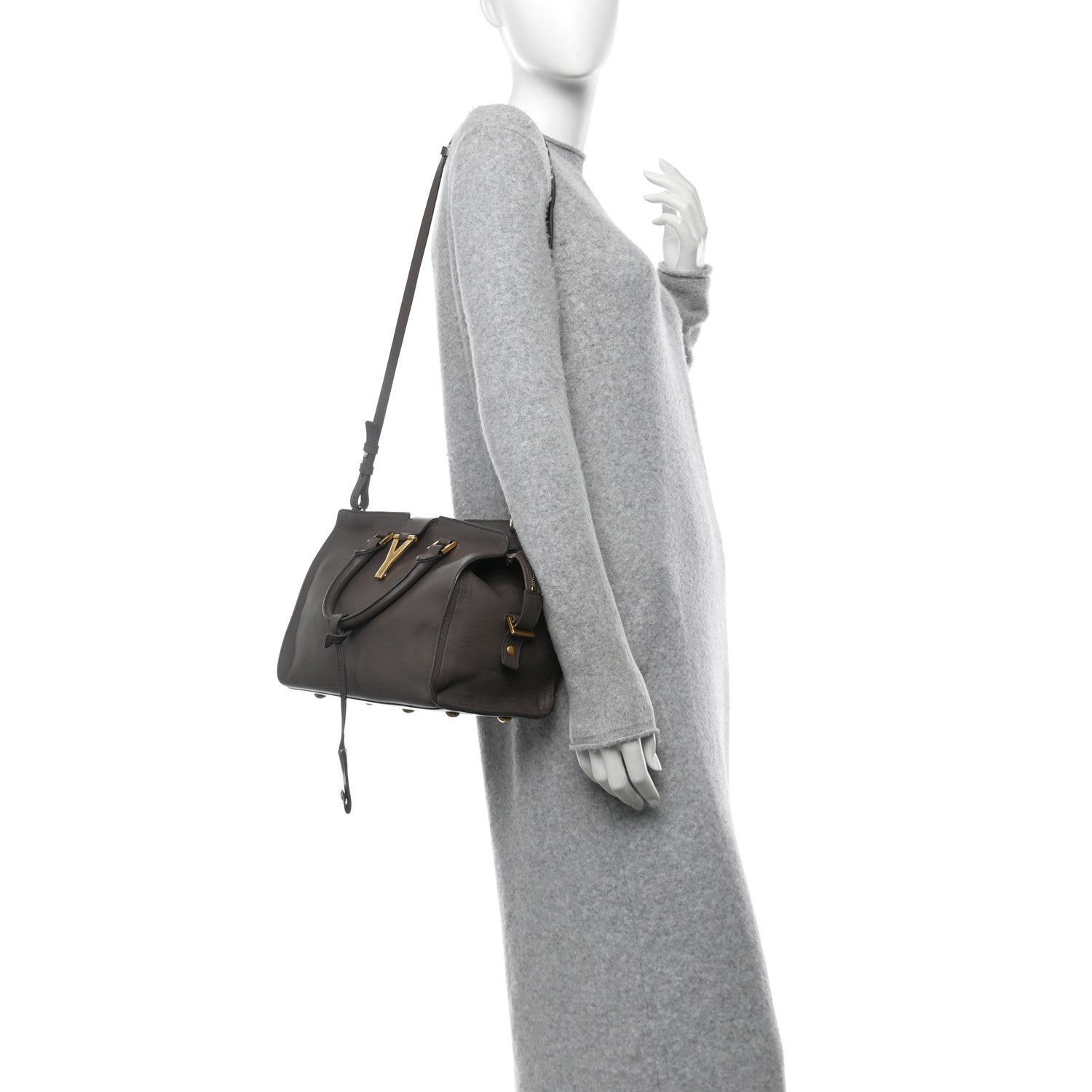 Saint Laurent Calfskin Small Classic Y Cabas Grey 2 of 12