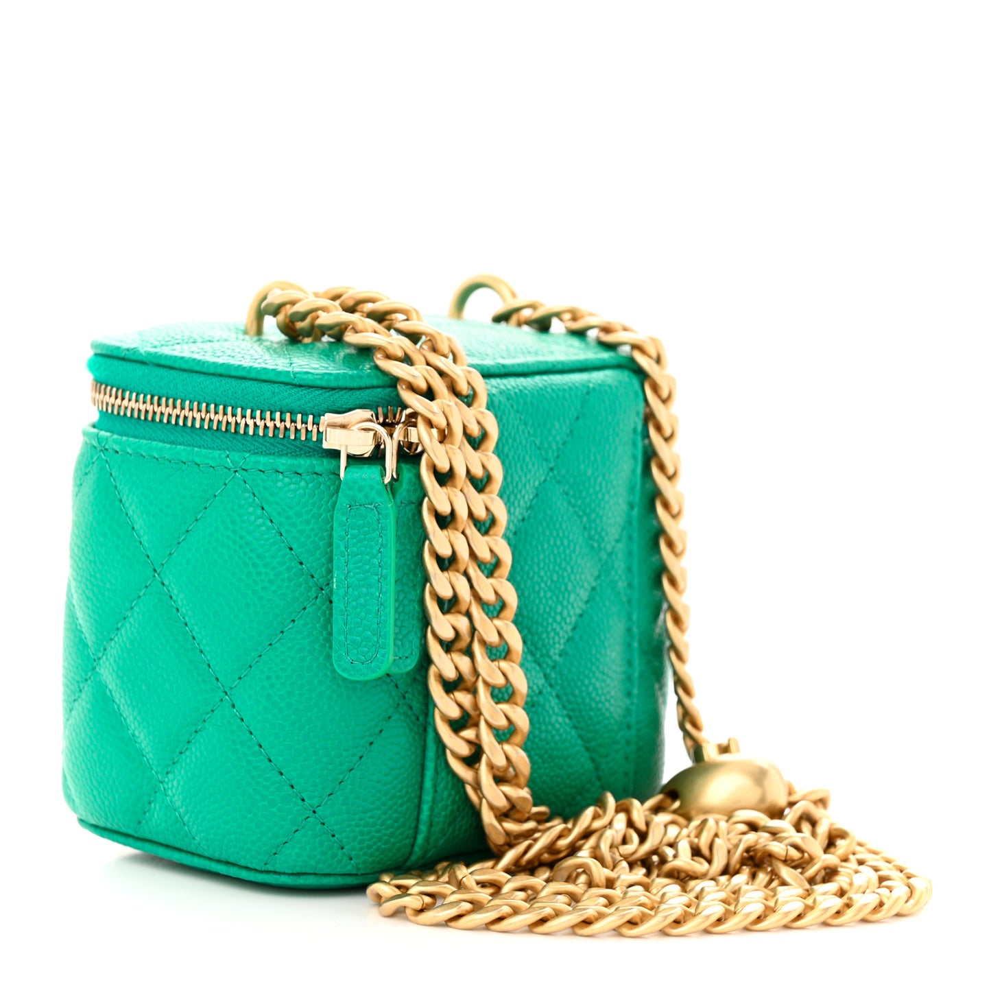 Caviar Quilted Sweetheart Mini Vanity Case Green