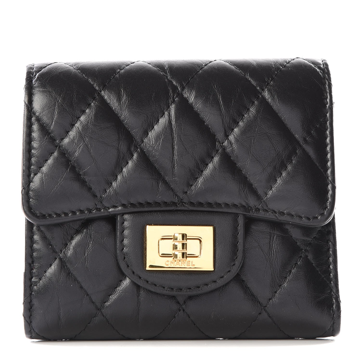 Chanel Aged Calfskin Quilted Reissue Compact Wallet Black 1 of 10