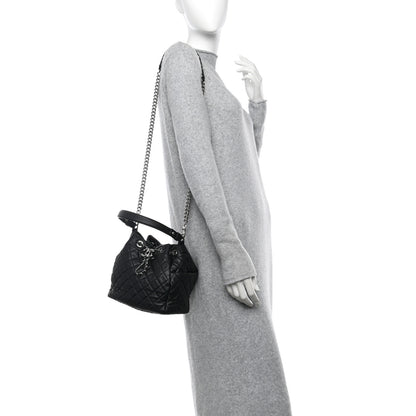 Chanel Lambskin Quilted CC Chain Drawstring Tote Black 2 of 10