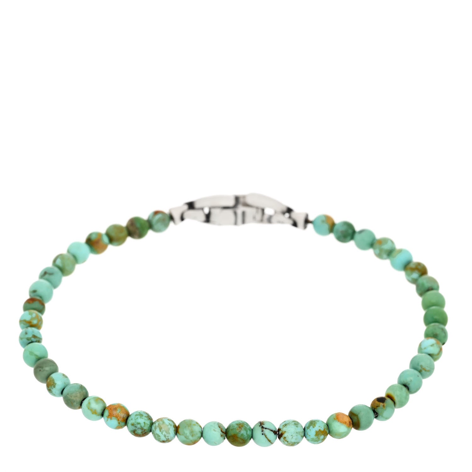 David Yurman Sterling Silver Turquoise 4mm Spiritual Beads Bracelet 1 of 6