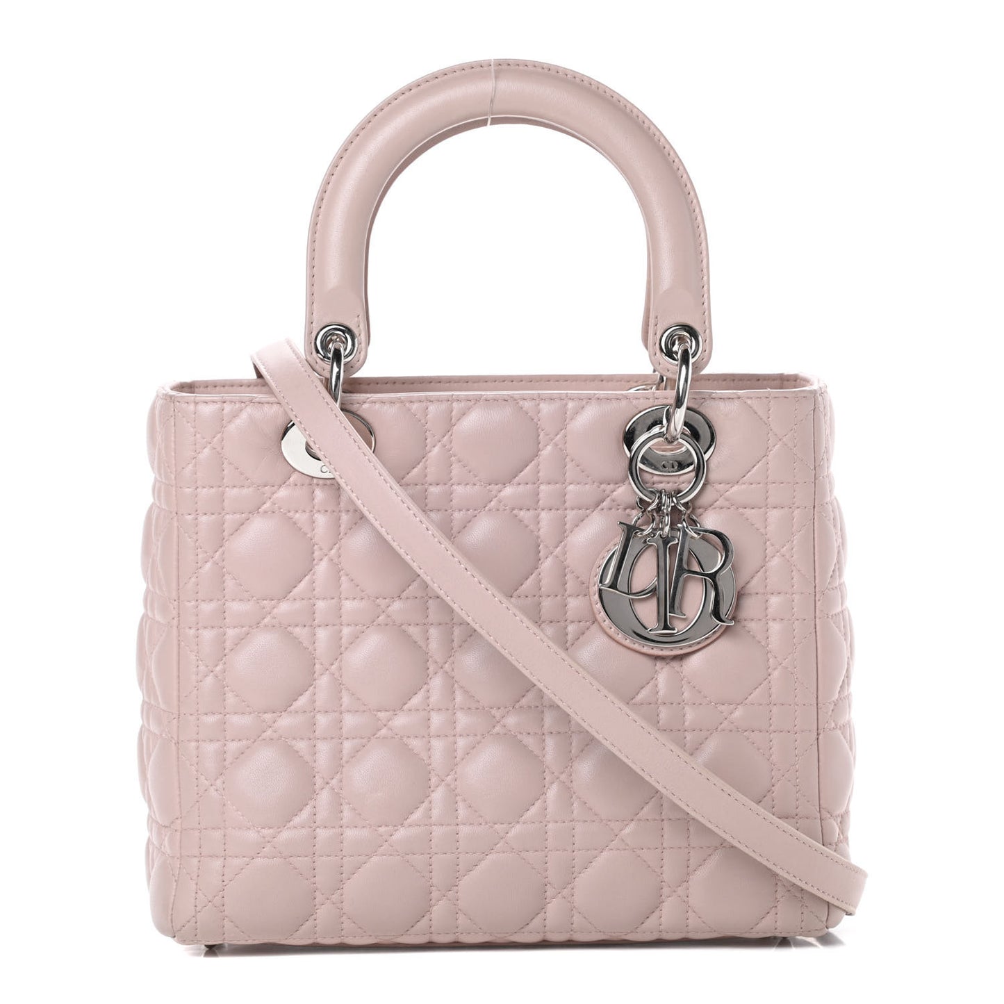 Lambskin Cannage Medium Lady Dior Rose Poudre
