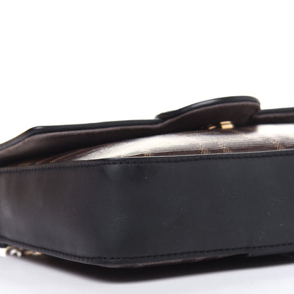 Fendi Glazed Fabric Vitello Century FF 1974 Stamp Patch Mini Double F Crossbody Bag Mogano Panna Black 9 of 12