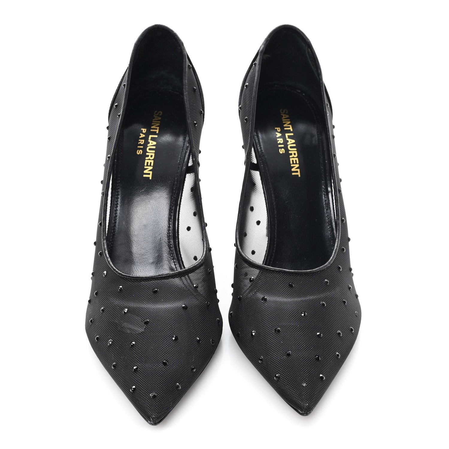 Saint Laurent Rhinestone Mesh 105 Anja Pumps 39.5 Black 3 of 9