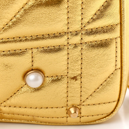 Gucci Metallic Calfskin Matelasse Studded Mini Pearly GG Marmont Shoulder Bag Gold 12 of 14