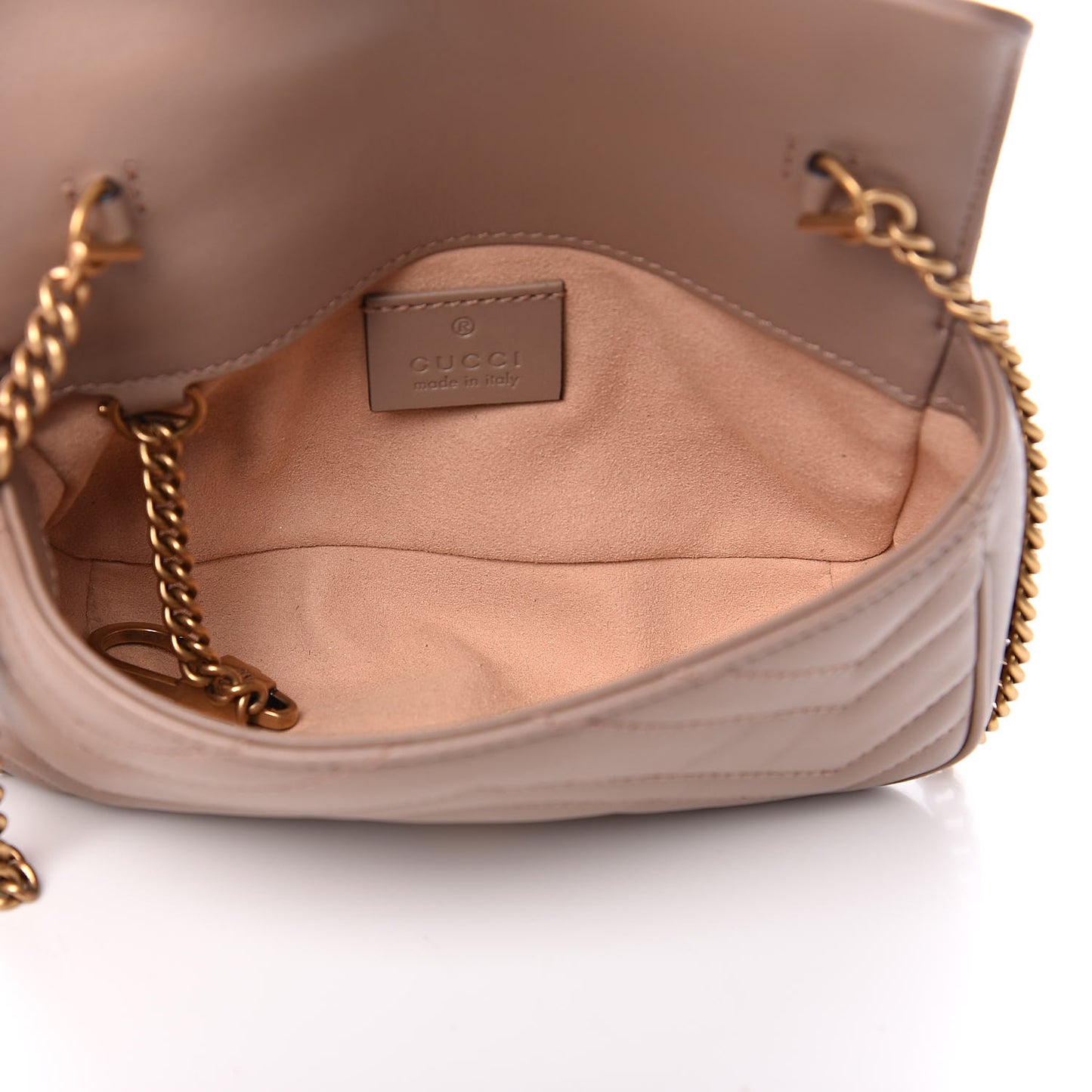 Calfskin Matelasse Super Mini GG Marmont Shoulder Bag Porcelain Rose
