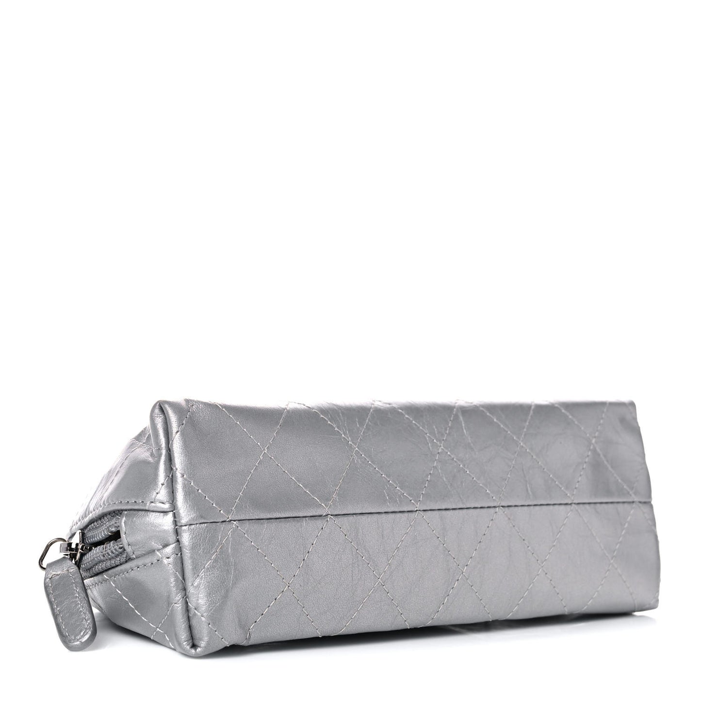 Metallic Aged Calfskin Quilted Palette Cosmetic Case Silver