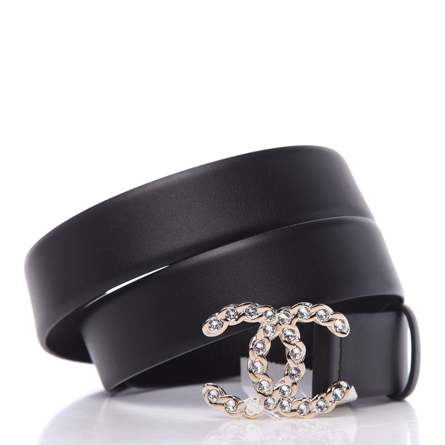 Calfskin Crystal Pearls Coronation CC Belt 90 36 Black