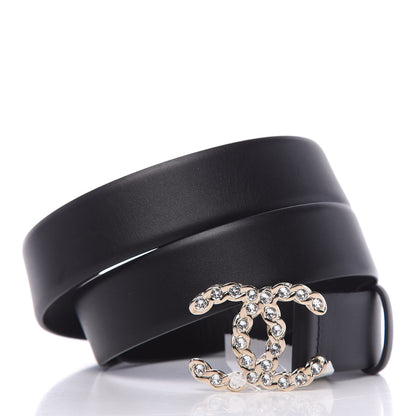 Chanel Calfskin Crystal Pearls Coronation CC Belt 90 36 Black 8 of 9