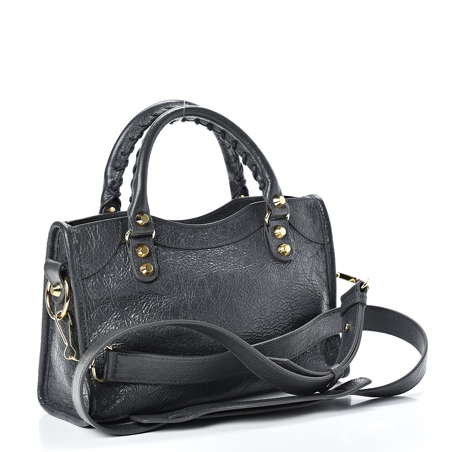 Agneau Classic Gold Hardware Mini City Gris Fossile