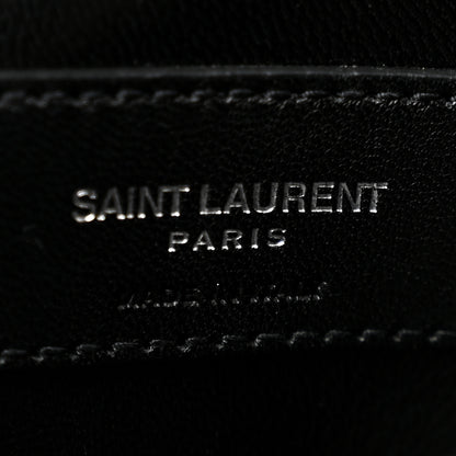 Saint Laurent Denim Mixed Matelasse Triquilt Large Monogram Envelope Satchel Black 6 of 13