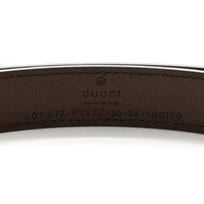 Gucci GG Supreme Monogram Matte Plutone Calfskin Double G 20mm Belt 85 34 Beige Ebony New Acero 3 of 8