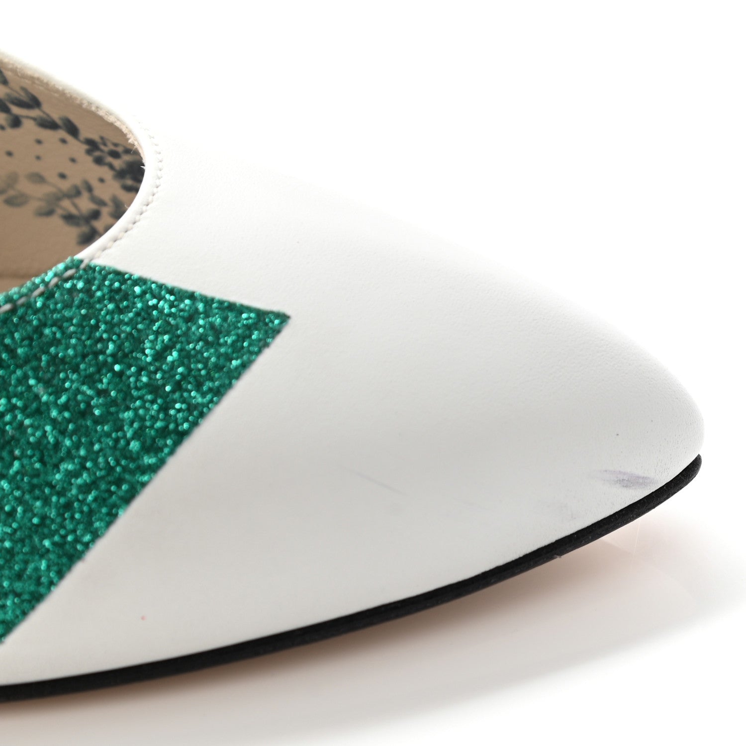 Gucci Calfskin Glitter Web High Heel Slingback Pumps 35.5 White 9 of 11