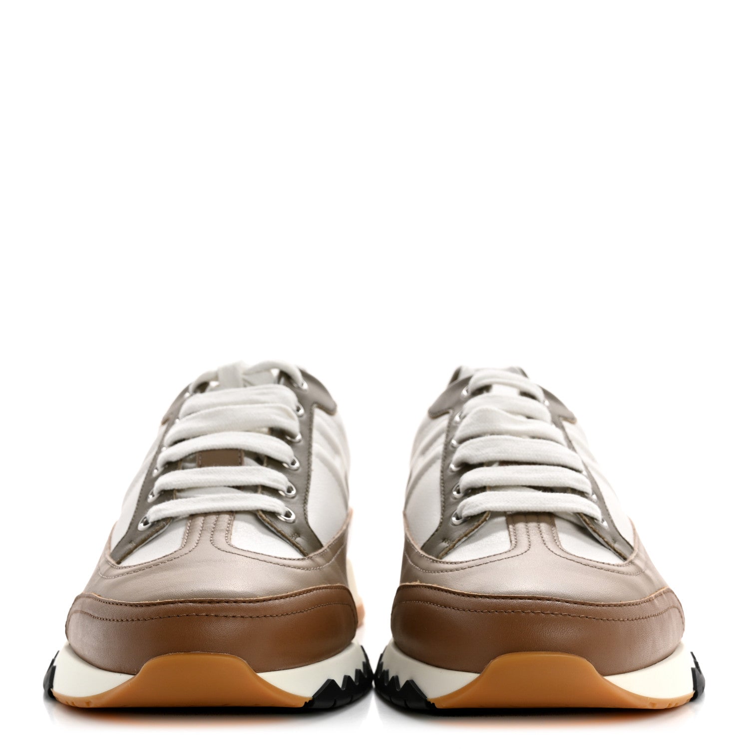 Hermes Calfskin Suede Mens Trail Sneakers 42 Beige Glaise Multicolor 3 of 12