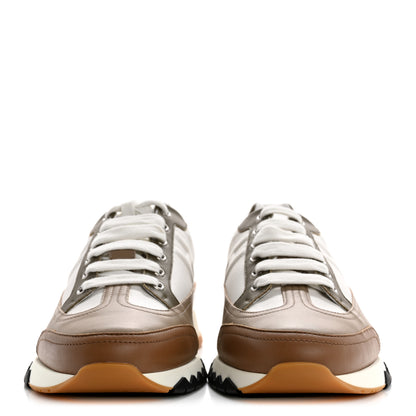 Hermes Calfskin Suede Mens Trail Sneakers 42 Beige Glaise Multicolor 3 of 12