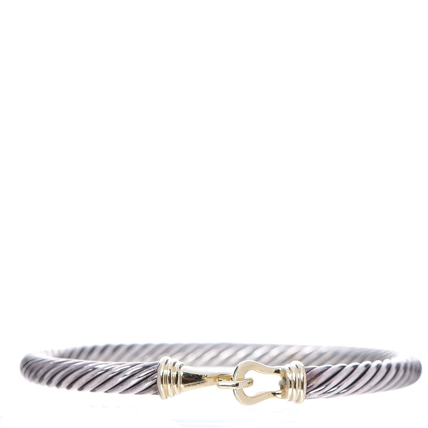 Sterling Silver 14K Yellow Gold 5mm Cable Classic Buckle Bracelet