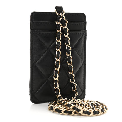 Chanel Lambskin Quilted Glitter Card Holder On Chain Black 4 of 10