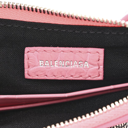 Balenciaga Extra Supple Calfskin Crocodile Embossed Le Cagole Mini Purse With Chain Sweet Pink 6 of 11