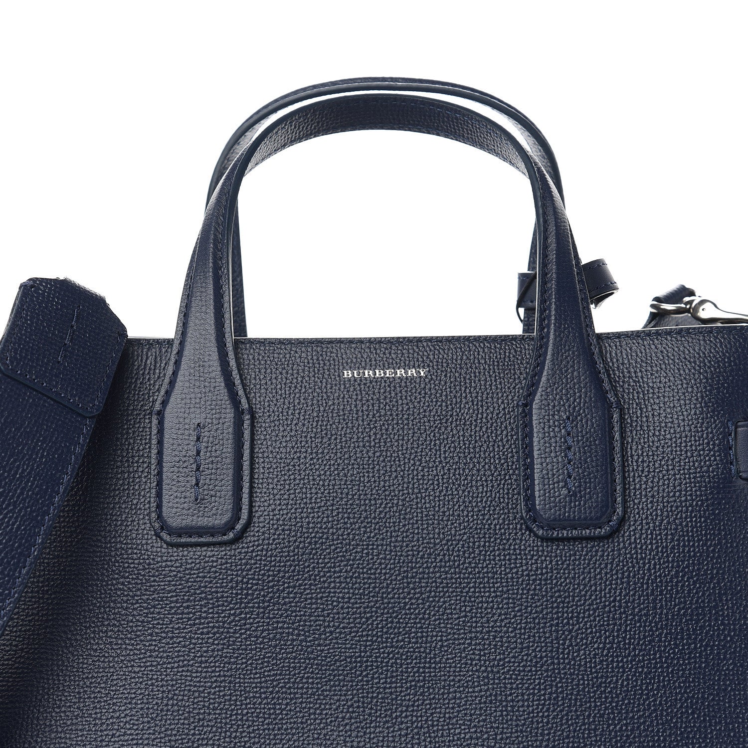 Burberry Derby Calfskin Vintage Check Medium Banner Tote Regency Blue 8 of 10