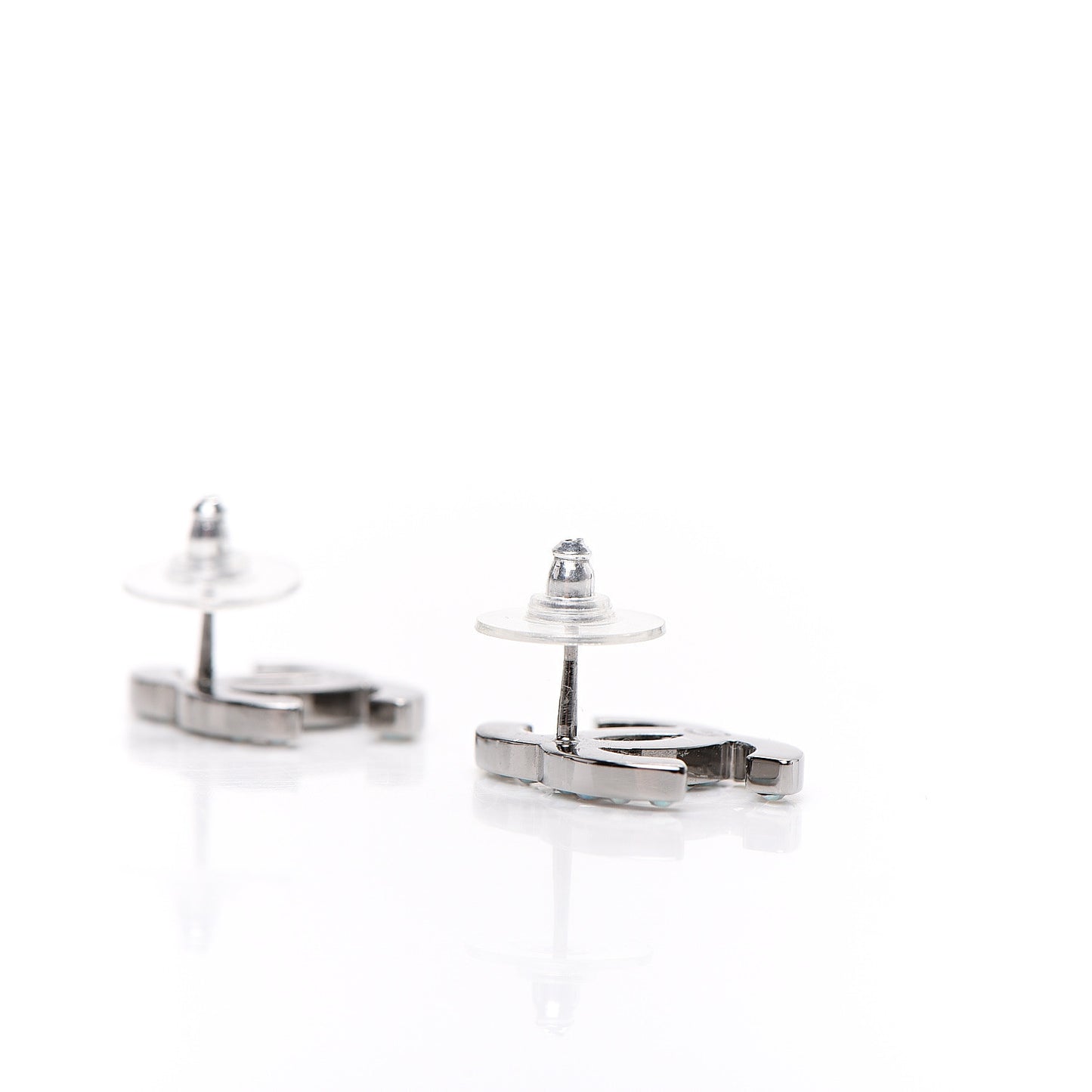 Iridescent Crystal CC Earrings Silver Multicolor